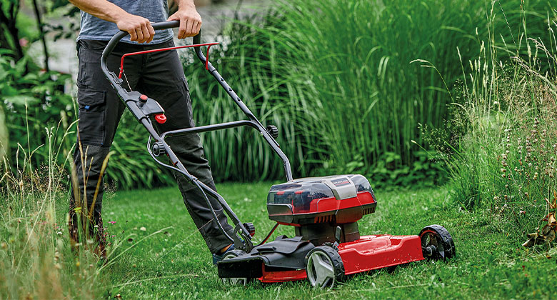 A man mowing the lawn 
