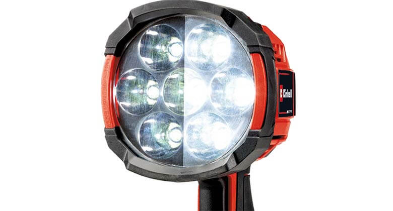 Two brightness levels of the Einhell TE-CL 18/2500 LiAC-solo battery lamp